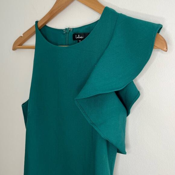 New With Tags Lulus‎ Ruffle Sleeve Dress Size XS Green Fitted - Picture 8 of 9